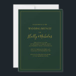 Enkel Elegant - jul | Grönt Bröllop Brunch Inbjudningar<br><div class="desc">Denna enkla elegant jul | grönt bröllop brunch är perfekt för din minimalistiska moderna vinterbrunch. Den klassiska lyxkantigrafin i guld tillsammans med den traditionella grönten, som alla gränsar till ett minsta ram, är säker på att den färglösa helgdag-vibe du är tittar för är klar. Du kan anpassa med egna foton...</div>