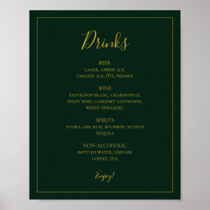 Enkel Elegant - jul   Grönt Drinks Menu Sign Poster