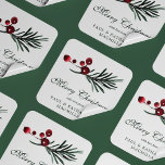 Enkel Elegant Jul - vattenfärg Botaniskt Fyrkantigt Klistermärke<br><div class="desc">Modern enkel Elegant Jul Vattenfärg Botaniska Helgdag Stickers med en anda av mjuk,  modern grej från gräs och bär. Kontakta oss på cedarandstring@gmail.com om du behöver hjälp med designen eller matchande produkter.</div>