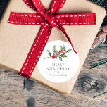 Enkel Elegant Jul - vattenfärg Botaniskt Runt Klistermärke<br><div class="desc">Den enkla Eleganten Julgräddfärgen Botanical Classic Round Sticker är en vacker vattenfärgad illustration av gröneneri och hullbär från säsong,  tillsammans med elegant.</div>