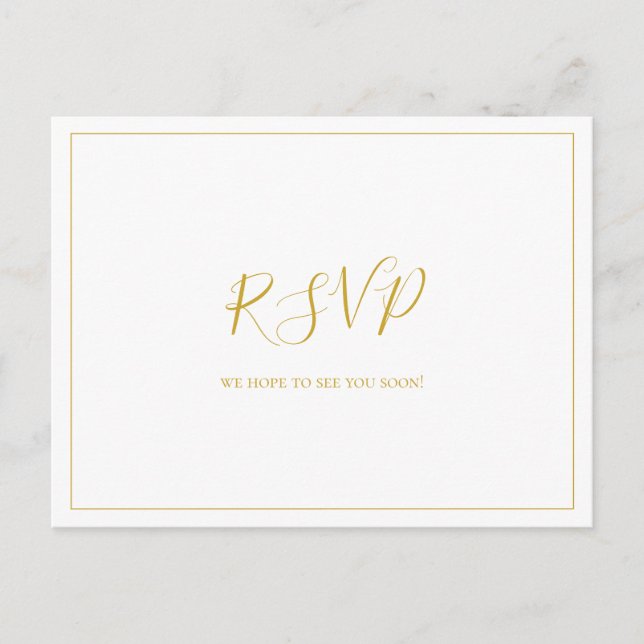 Enkel Elegant Jul | Vitt Bröllop RSVP Vykort (Framsida)