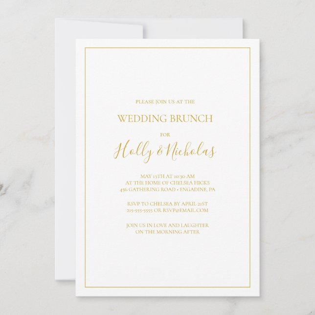 Enkel Elegant - jul | White Bröllop Brunch Inbjudningar (Framsida)