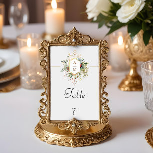 Enkel Elegant Julblomma Monogram Bordsnummer