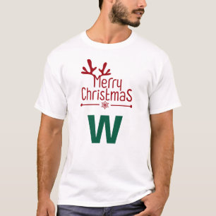 Enkel Elegant Julfamilj Monogrammed Namn T Shirt