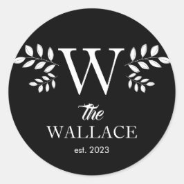 Enkel Elegant - Julfamiljen Monogrammed Runt Klistermärke