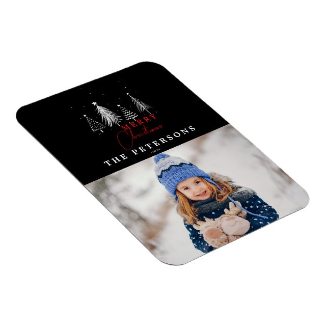 Enkel Elegant Julfoto Gräs Träd Magnet (Högersidan)