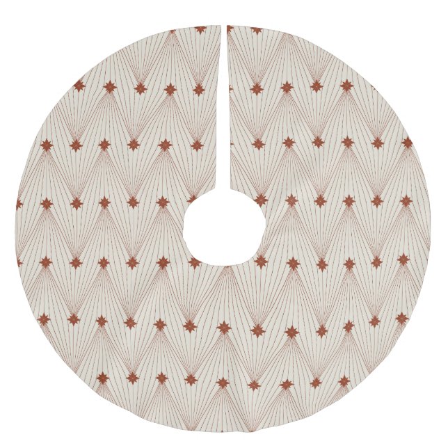 Enkel elegant julgran beige och röd julgransmatta borstad polyester (Framsidan)