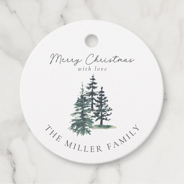 Enkel Elegant Julgran | Gräs träd Gåvor Etiketter (Framsida)