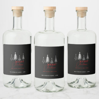 Enkel Elegant Julgran Svart Spritflaskor Etikett