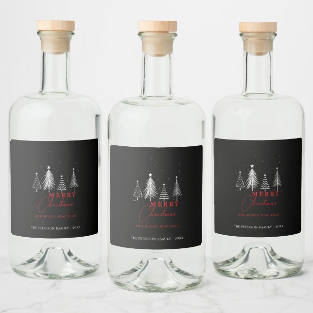 Enkel Elegant Julgran Svart Spritflaskor Etikett (Flaskor)