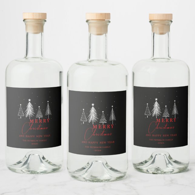 Enkel Elegant Julgran | Svart Spritflaskor Etikett (Flaskor)
