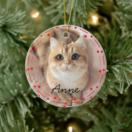 enkel elegant julhelg Anpassad katt Foto Julgransprydnad Keramik