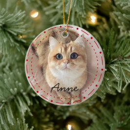 enkel elegant julhelg Anpassad kattfoto Julgransprydnad Keramik