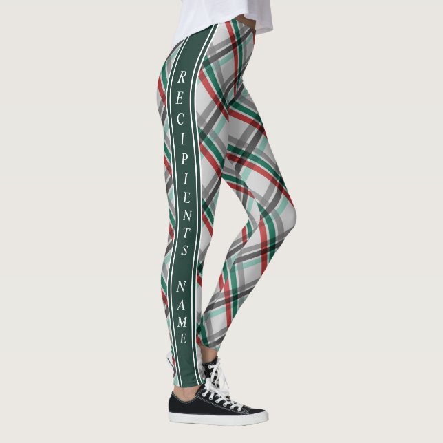 Enkel Elegant Julrött Grönt Play Leggings (Höger)