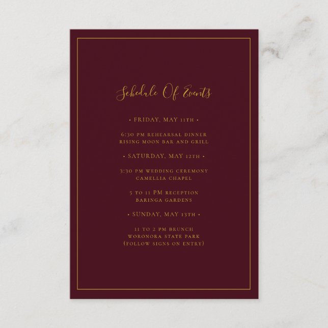 Enkel Elegant - Julrött schema över händelser Tilläggskort (Framsida)