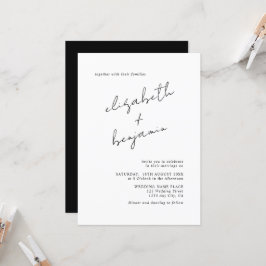 Enkel Elegant Kalligrafi Bröllop Inbjudningar