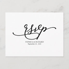 Enkel Elegant Kalligrafi Bröllop RSVP Vykort