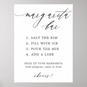 Enkel Elegant Kalligrafi Margarita Bar Menytecken Poster