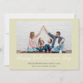 Enkel Elegant Kärlek Alla hjärtans dag Familjefoto Julkort