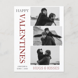 Enkel Elegant Kärlek valentines day par 3 foto Helg Vykort