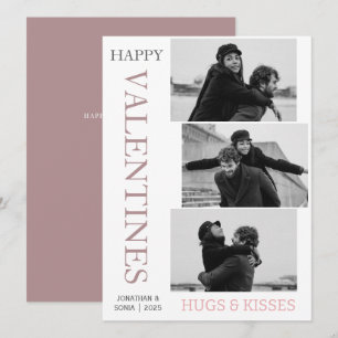 Enkel Elegant Kärlek valentines day par 3 foto Julkort