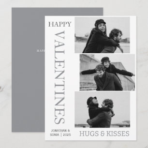Enkel Elegant Kärlek valentines day par 3 foto Julkort