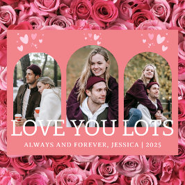 Enkel Elegant Kärlek valentines day par 3 foto Julkort