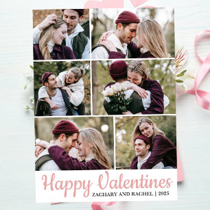 Enkel Elegant Kärlek valentines day par 6 foto Julkort