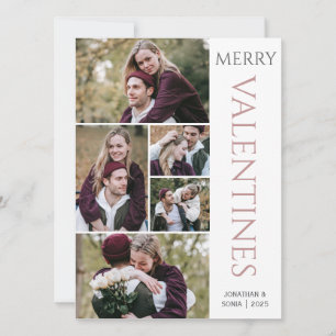 Enkel Elegant Kärlek valentines day par 6 foto Julkort
