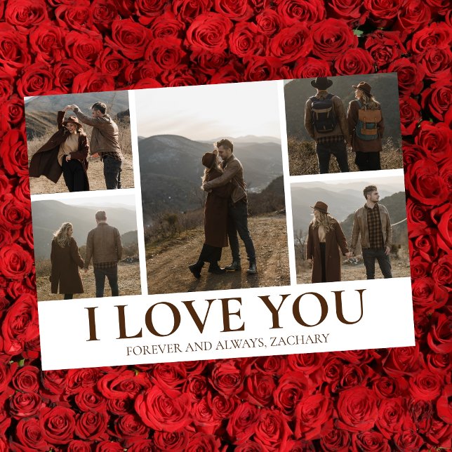 Enkel Elegant Kärlek valentins dag 5 foto Julkort (Skapare uppladdad)