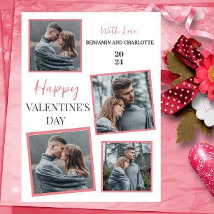 Enkel Elegant Kärlek valentins dag 5 foto Julkort