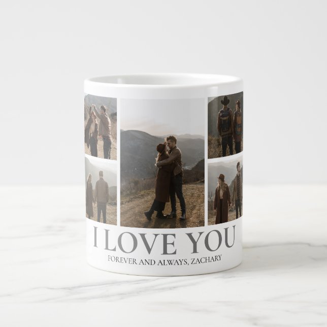 Enkel Elegant Kärlek valentins dag 5 foto Jumbo Mugg (Framsidan)