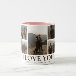 Enkel Elegant Kärlek valentins dag 5 foto Två-Tonad Mugg