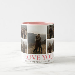 Enkel Elegant Kärlek valentins dag 5 foto Två-Tonad Mugg