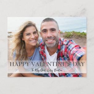 Enkel Elegant Kärlek valentins dag Ett par foto Helg Vykort