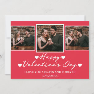 Enkel Elegant Kärlek valentins dag Ett par foto Julkort