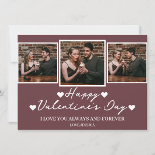 Enkel Elegant Kärlek valentins dag Ett par foto Julkort