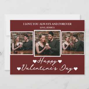 Enkel Elegant Kärlek valentins dag Ett par foto Julkort