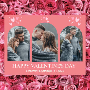 Enkel Elegant Kärlek valentins dag med foto H Julkort