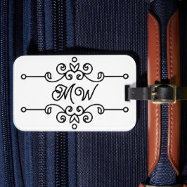Enkel Elegant, klassad som blomsterande monogram-V Bagagebricka