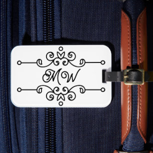 Enkel Elegant, klassad som blomsterande monogram-V Bagagebricka