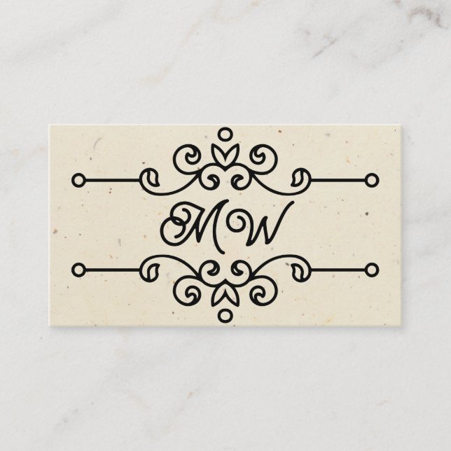 Enkel Elegant, klassad som blomsterande monogram-V Visitkort (Framsida)
