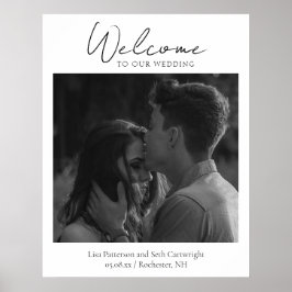 Enkel Elegant Klassisk Foto Välkommen Bröllop Poster