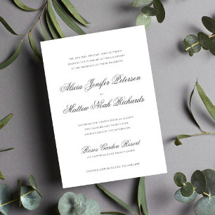 Enkel elegant klassisk kalligrafi bröllop inbjudningar