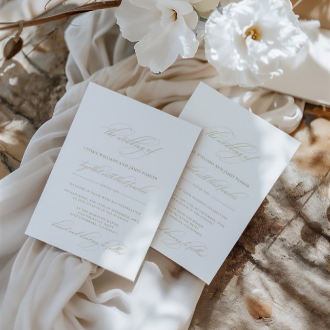 Enkel Elegant Klassisk kalligrafi Bröllop Inbjudningar (Simple Elegant Classic Calligraphy Wedding Invitation)