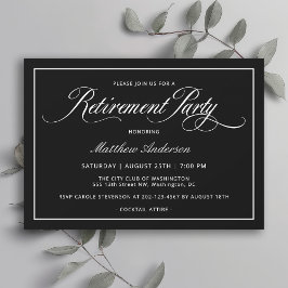 Enkel Elegant Klassisk, Svarta Pension Party Inbjudningar