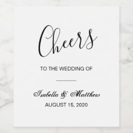 Enkel elegant, klassisk vit och svart bröllop vinflaska etikett