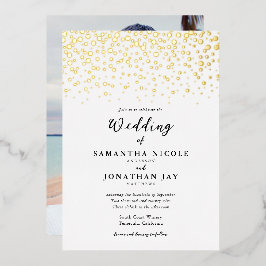 Enkel Elegant Konfetti Photo Bröllop Guld