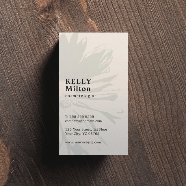 Enkel Elegant Kosmetolog med vanlig Blommigt Visitkort (Skapare uppladdad)