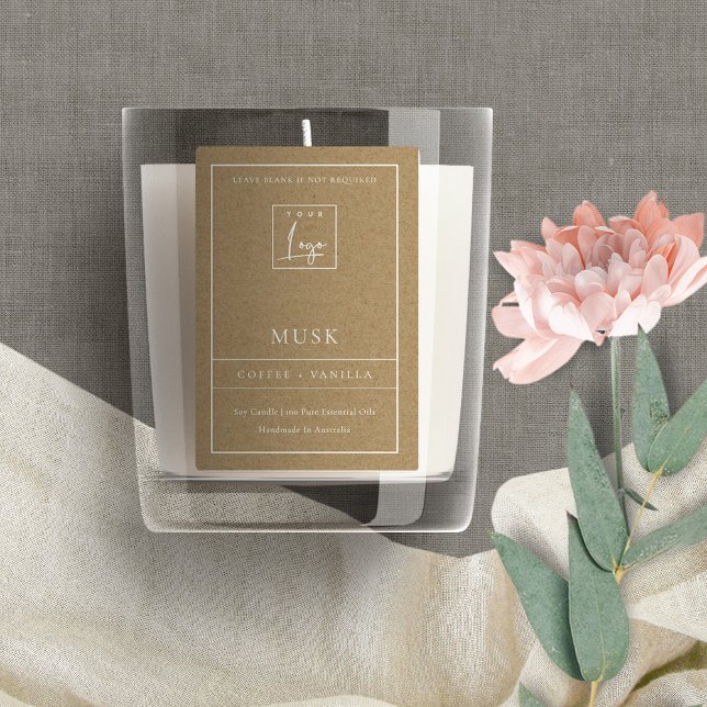 ENKEL ELEGANT KRAFT LOGOTYP GRÄNS MODERN CANDLE MAT ETIKETT (Skapare uppladdad)